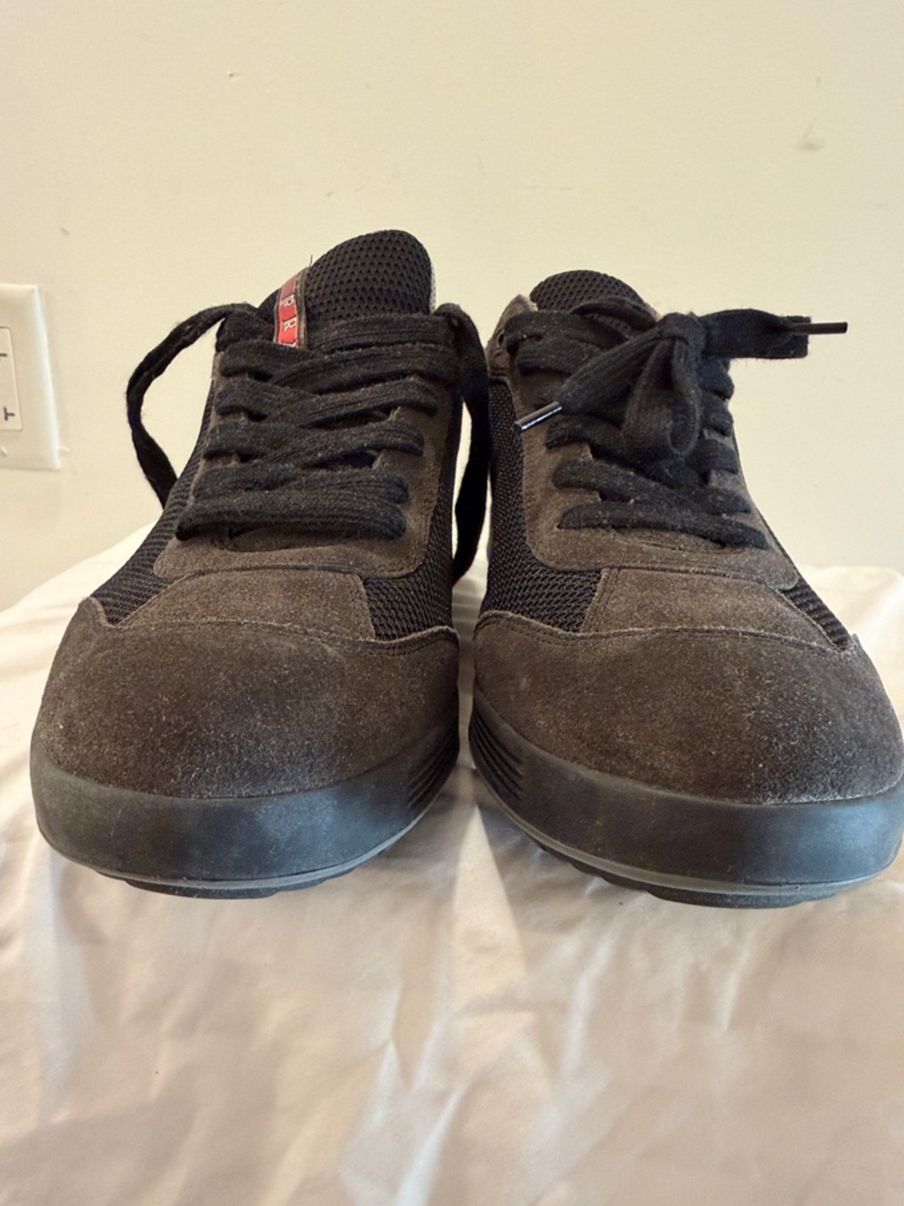 Prada Men's Dark Brown and Black Suede Mesh Sneakers - Picture 10 of 15